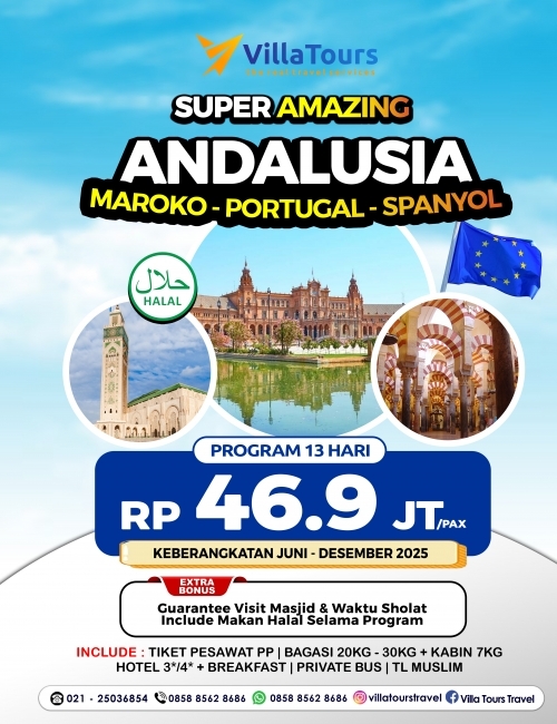 AMAZING ANDALUSIA (MAROKO + PORTUGAL + SPANYOL)  13 HARI