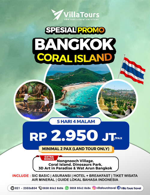 BANGKOK PATTAYA CORAL ISLAND 5 HARI SIC LANDTOUR ONLY