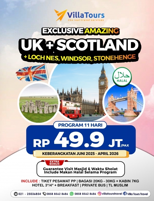 EXCLUSIVE MUSLIM TOUR AMAZING INGGRIS + SCOTLAND 11 HARI