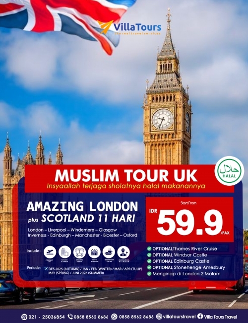 EXCLUSIVE MUSLIM TOUR AMAZING INGGRIS + SCOTLAND 11 HARI