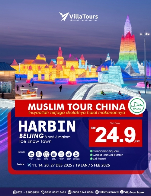 MUSLIM TOUR CHINA HARBIN ICE SNOW TOWN PLUS BEIJING 9 HARI