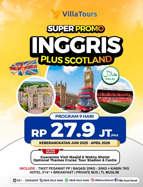  MUSLIM TOUR EXOTIC INGGRIS + SCOTLAND SUPER PROMO 9 HARI