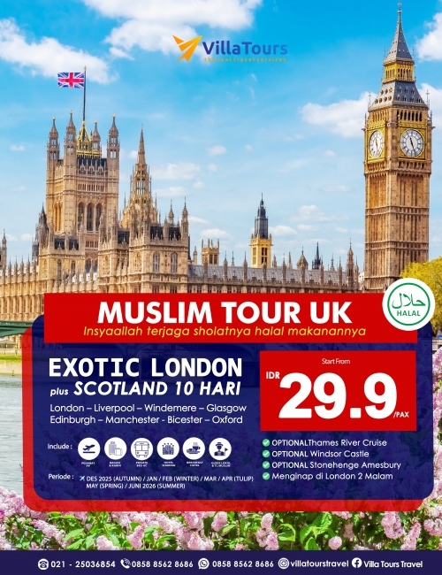  MUSLIM TOUR EXOTIC INGGRIS + SCOTLAND SUPER PROMO 9 HARI