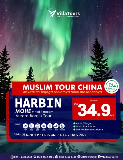 MUSLIM TOUR HARBIN MOHE AURORA BORELIS - THE NORTHERNMOST HOUSE 9 HARI