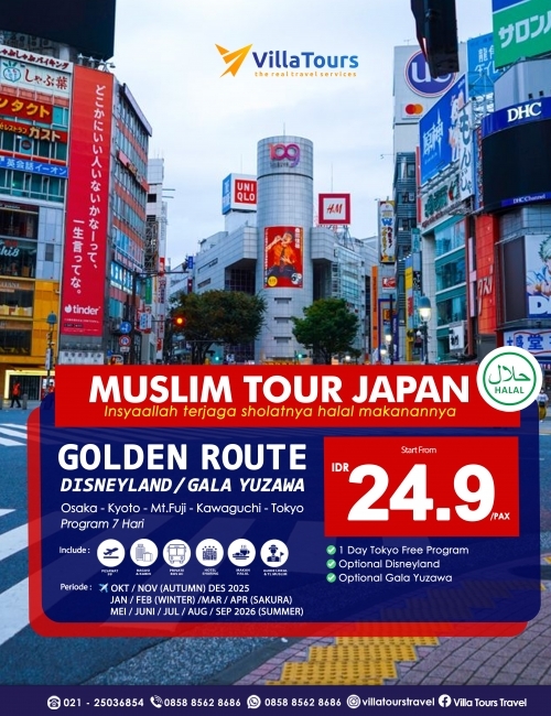 MUSLIM TOUR JAPAN GOLDEN ROUTE 7 HARI