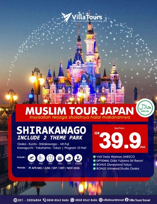 MUSLIM TOUR JAPAN SHIRAKAWAGO 2 THEME PARK 10 HARI