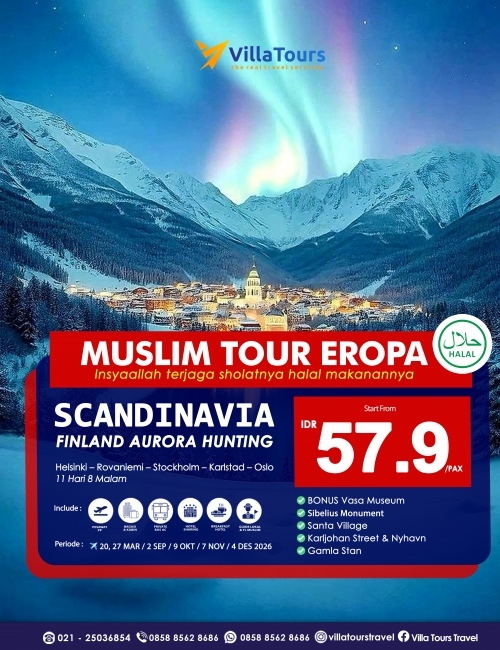 MUSLIM TOUR SCANDINAVIA FINLAND WITH AURORA HUNTING 11 HARI