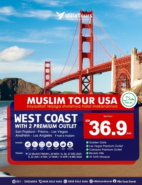 MUSLIM TOUR USA WEST COAST WITH 2 PREMIUM OUTLET 9 HARI