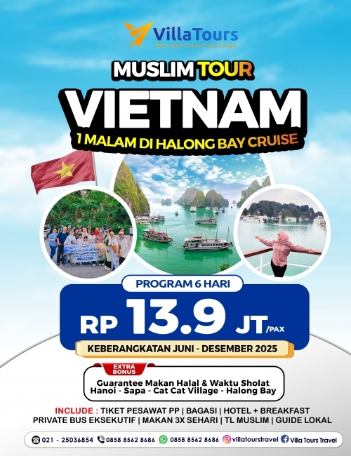 MUSLIM TOUR VIETNAM + 1 MALAM HALONG BAY CRUISE 6 HARI
