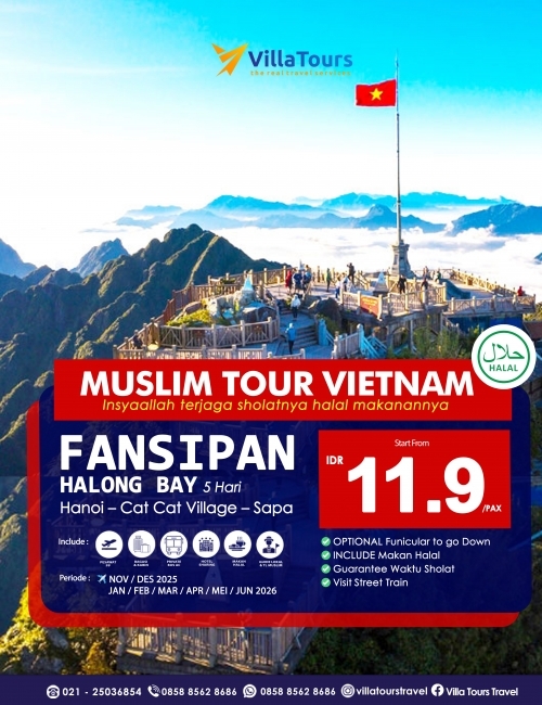 MUSLIM TOUR VIETNAM FANSIPAN MOUNTAIN – HALONG BAY 5 HARI