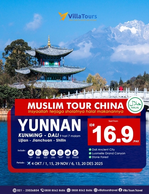 MUSLIM TOUR YUNNAN KUNMING DALI LIJIAN - JIANCHUAN - SHILIN 9 HARI
