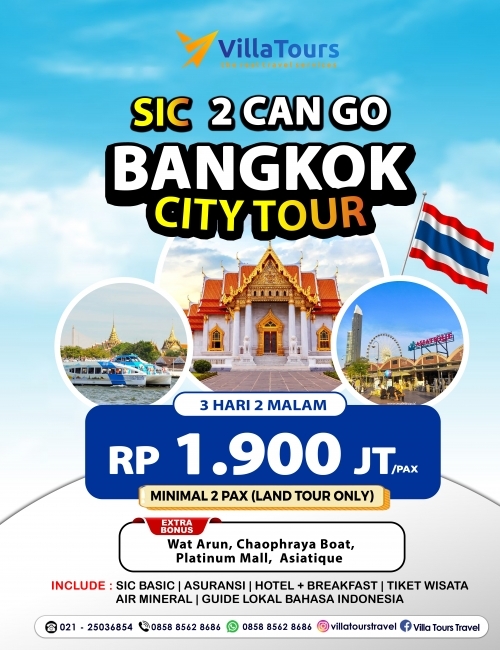 SIC 2 CAN GO BANGKOK CITY TOUR 3D2N
