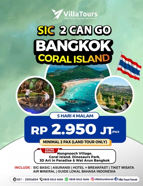 SIC 2 CAN GO BANGKOK PATTAYA CORAL ISLAND 5D4N