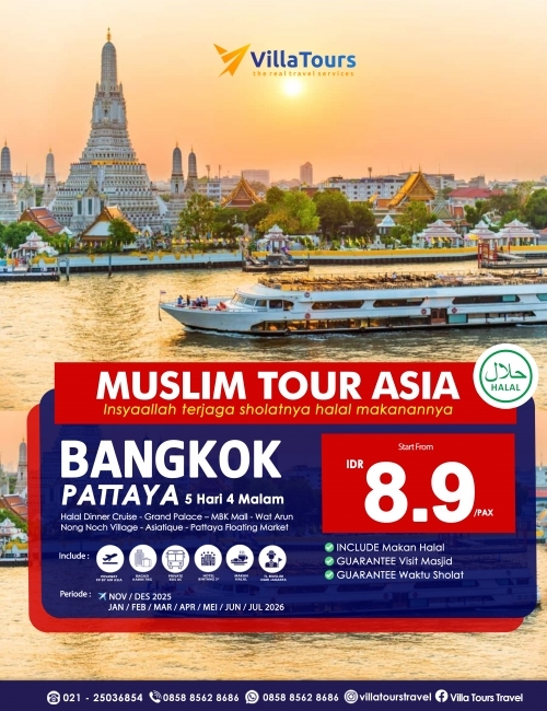 THAILAND BANGKOK PATTAYA PROMO AMAZING MUSLIM TOUR 5 HARI