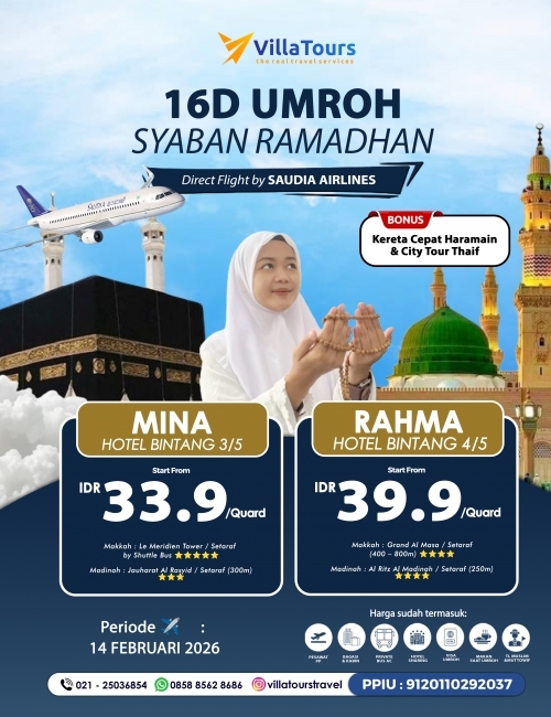 UMRAH SYABAN & RAMADHAN + THAIF & KERETA CEPAT 16 HARI