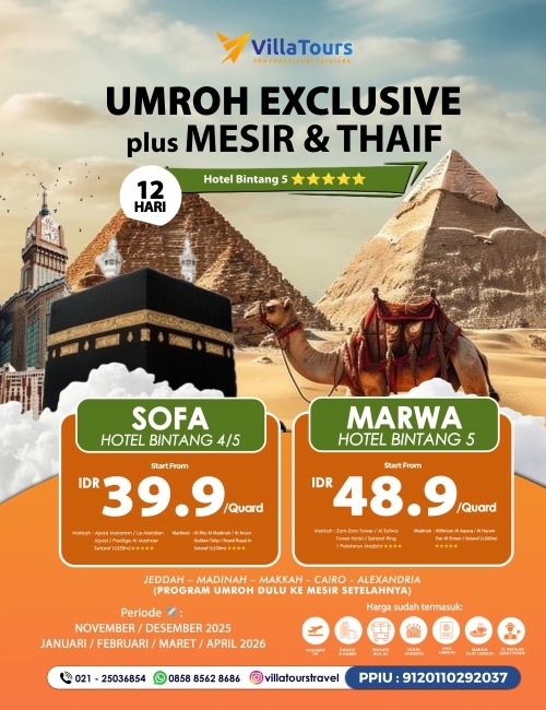 UMROH PLUS CAIRO & ALEXANDRIA FREE THAIF 12 HARI