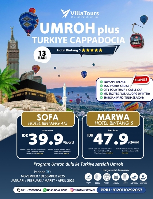UMROH PLUS TURKIYE CAPPADOCIA FREE THAIF 13 HARI