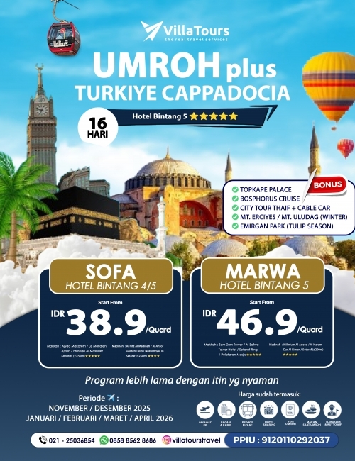 UMROH PLUS TURKIYE CAPPADOCIA FREE THAIF & BOSPHORUS CRUISE 16 HARI