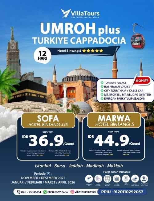 UMROH PLUS TURKIYE FREE THAIF & TOPKAPE PALACE 12 HARI