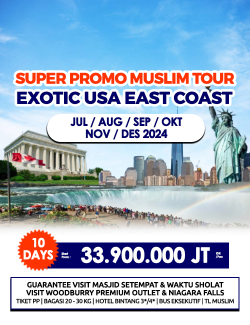 USA EAST COAST MUSLIM TOUR  SUPER PROMO 10 HARI